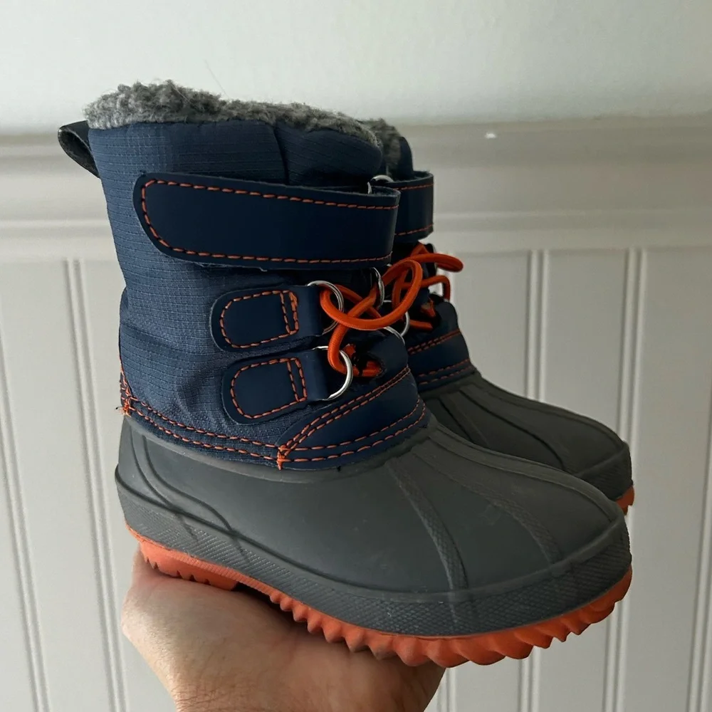 Target Kids' Size 5 Navy Orange Gray Snow Winter Boots